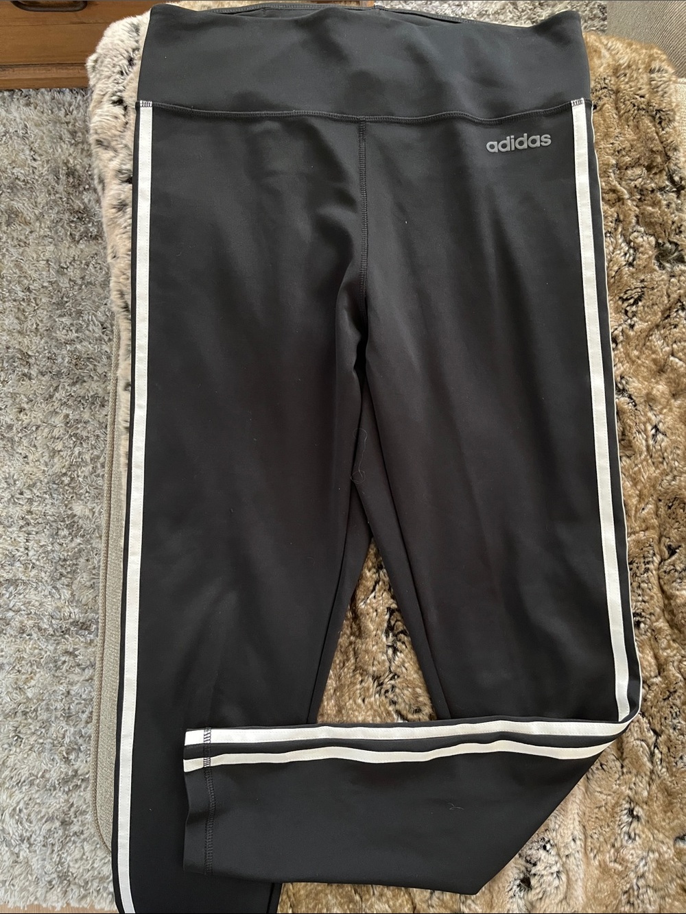 adidas Black Leggings with White Side Stripes for women